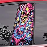 AuMoHall 2 PCS Creative Skull Graphics B Pillar Sticker Decal HD Printed Car Center Pillar Stickers Personalized Vinyl Car Door Pillar Decals 19.68" x 7.87", Colorful Skull A