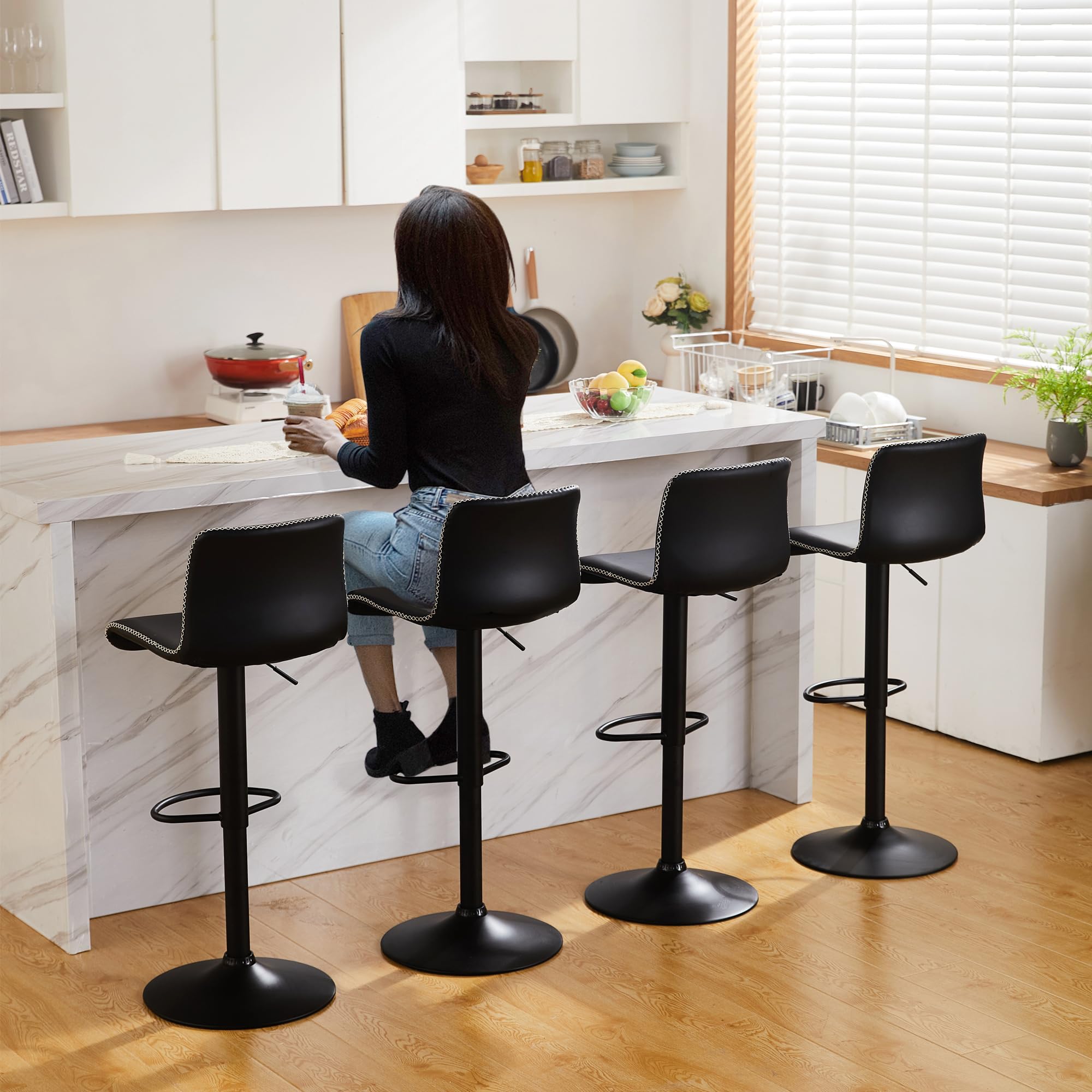 HeuGah Swivel Bar Stools Set of 4, Counter Height