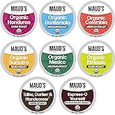 Maud's Organic Coffee Pods Variety Pack, 56 ct, 8 Assorted Flavors, Recyclable Single Serve Pods – 100% Arabica Coffee, Compatible with Keurig K Cups Maker