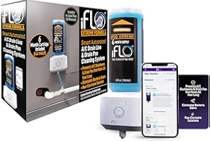 iFLO® Smart A/C Drain Line and Drain Pan Cleaner for HVAC System, Clog-Free, Easy Installation & App-Controlled Air Conditioner Maintenance, Includes 36oz Cleaner Cartridge Concentrate, 6 Month Supply