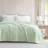 Martha Stewart - King Size Blanket, Ultra-Soft Plush Fleece Throw Blanket with Double-Needle Stitching, 350 GSM, Medium Weight Bedding for Bed or Couch (Bedford Solid Green)