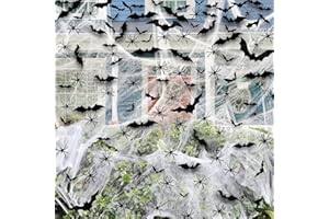 Halloween Decoration Outdoor, 1600sqft Spider Webs Halloween Party Decorations with 100Pcs Fake Spiders and 60Pcs Bats for Ex