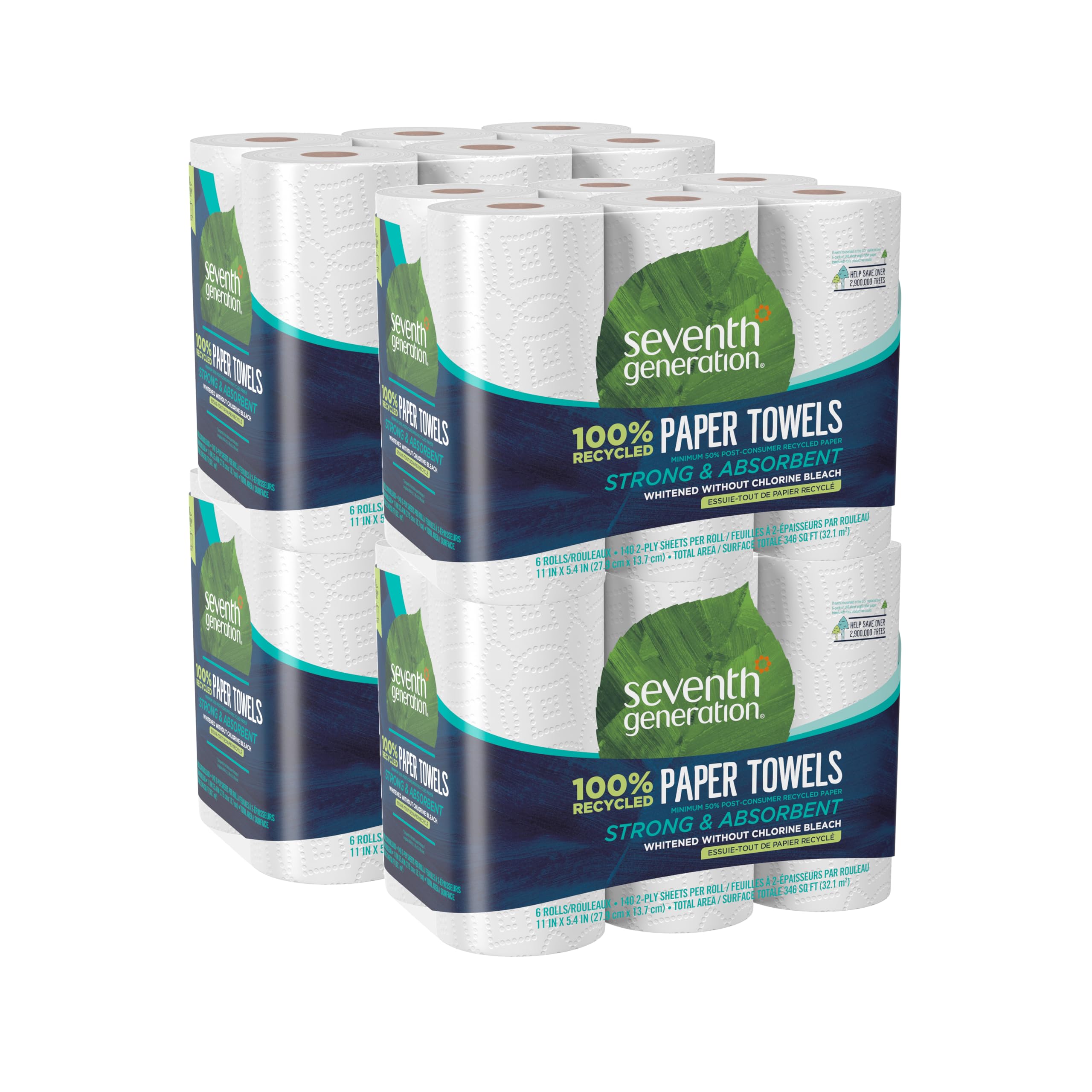 Photo 1 of Seventh Generation Paper Towels 2-Ply 4 Pack 100% Recycled Paper 6 Rolls