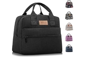 HOMESPON Insulated Lunch Bag Lunch Box Cooler Tote Box Cooler Bag Lunch Container for Women/Men/Work/Picnic,Large Black