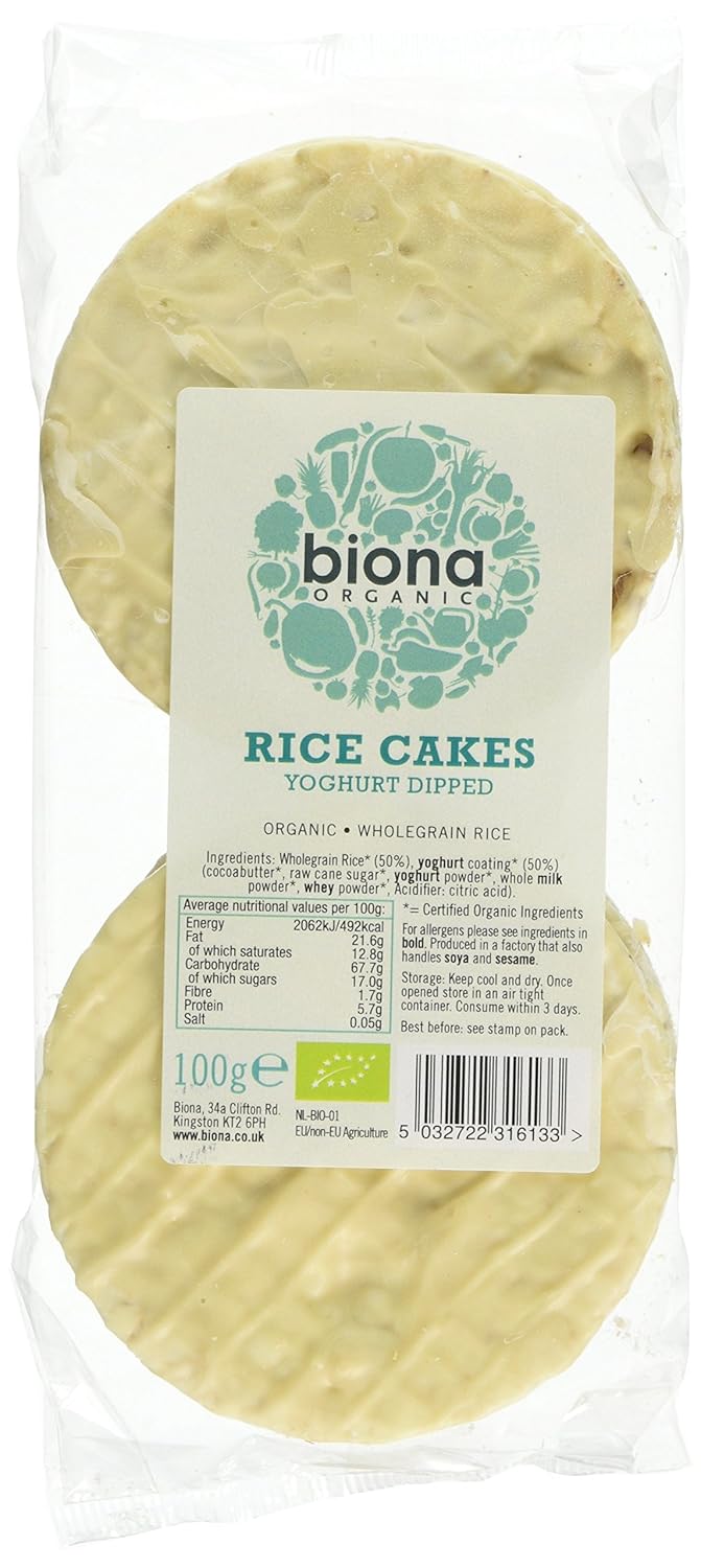 Biona Yoghurt Coated Organic Rice Cakes 100g (Pack of 12) Amazon.co.uk