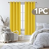 Deconovo Blackout Curtain 52 x 72 Solid Thermal Eyelet Mellow Yellow view 3