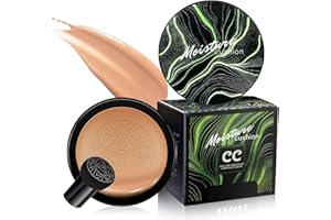 LLOXIIEAN Mushroom Head Air Cushion CC Cream - BB Cream Color Changing Foundation, Full Coverage Concealer for Older Women, Moisturizing & Brightening Foundation for Mature Skin Makeup (Medium Deep)