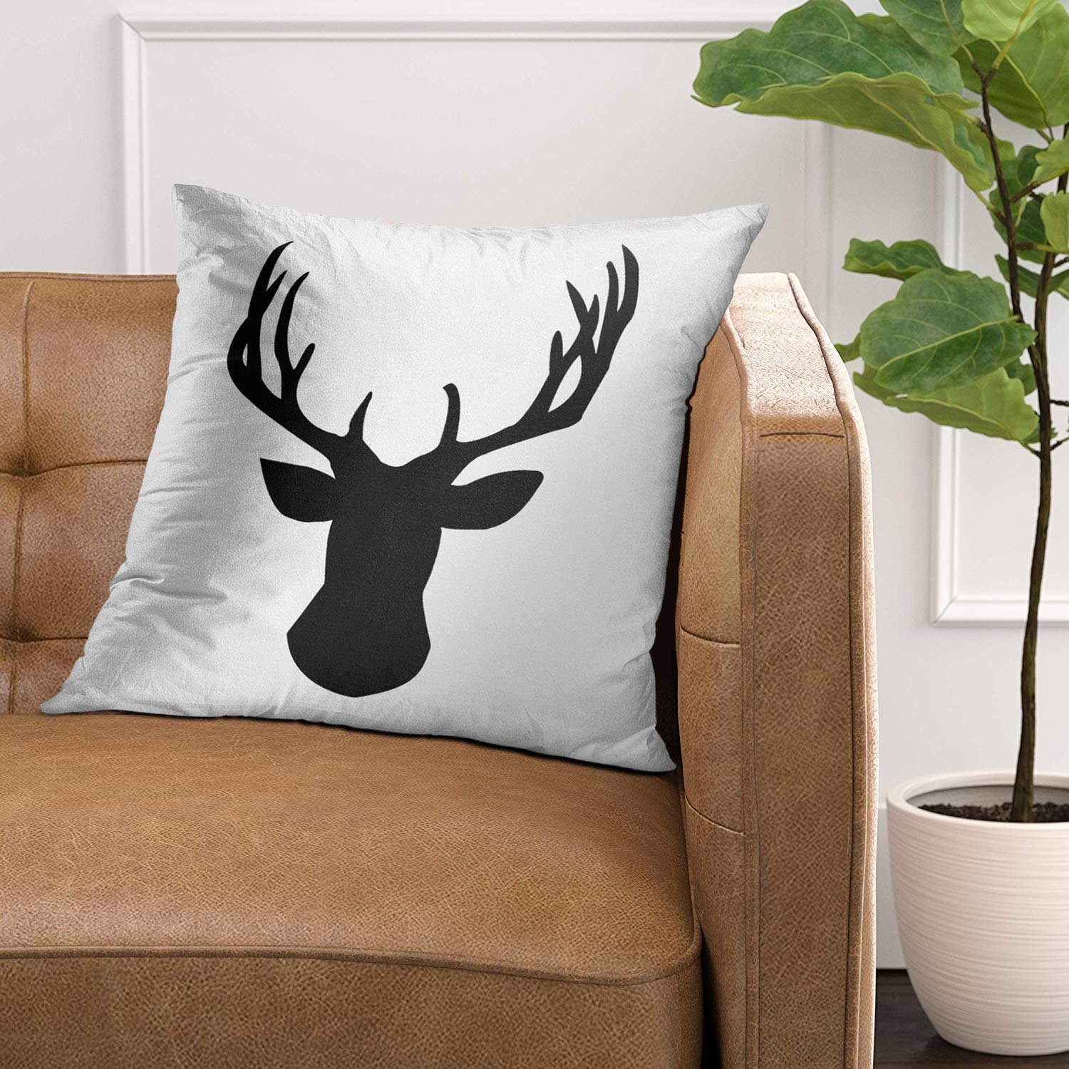 Accrocn Winter Throw Pillow Covers Black And White Deer Head Buck