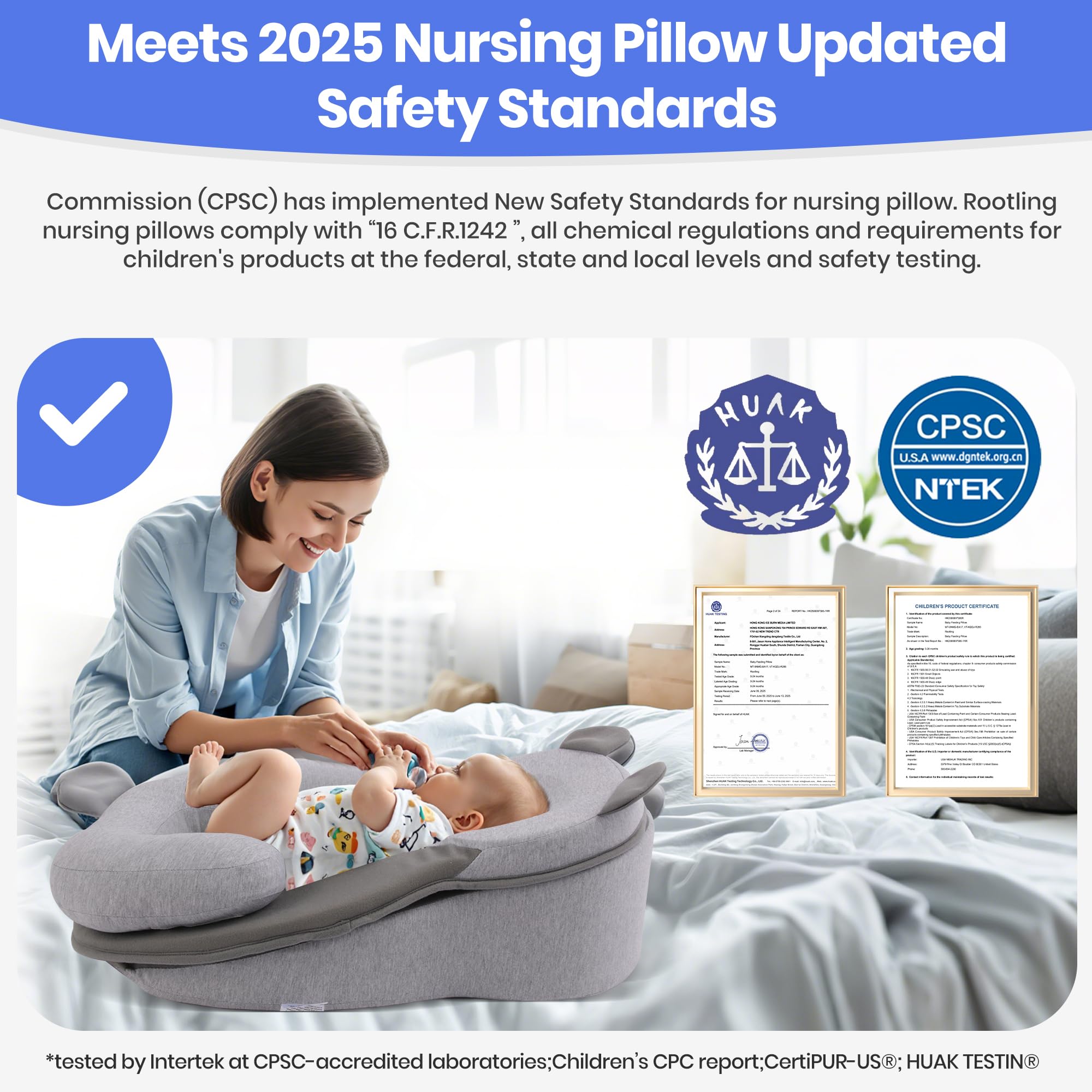 Rootling Baby Feeding Pillow, Anti Overflow Feeding Pillow for Reducing Spit-Up, Safety Nursing Pillow, Baby Lounger Reflux Wedge Breastfeeding, Removable top and Bottom