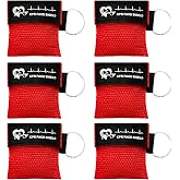 ifory 6 Counts CPR Pocket Mask Keychain, CPR Face Shield, Red | Disposable CPR Shield Mask with One Way Valve Breathing Barrier for First Aid or ADE Training