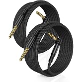 RUXELY 6.35mm TRS Instrument Cable 10FT 2Pack,1/4 Inch Male Guitar Cord | Right Angle 6.35mm Jack Stereo Audio Cable,Balanced Line Lead for Electric Guitar,Bass,Keyboard,Mixer,Amplifier/AMP,Equalizer