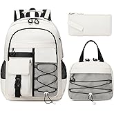 GeeWin Backpack for Boys, Waterproof Boys Backpacks 15.6" Laptop Backpack Schoolbag for Teens Boy Kids Children Middle High School, Back to School Book Bags Set with Lunch Bag & Pencil Bag (Beige)
