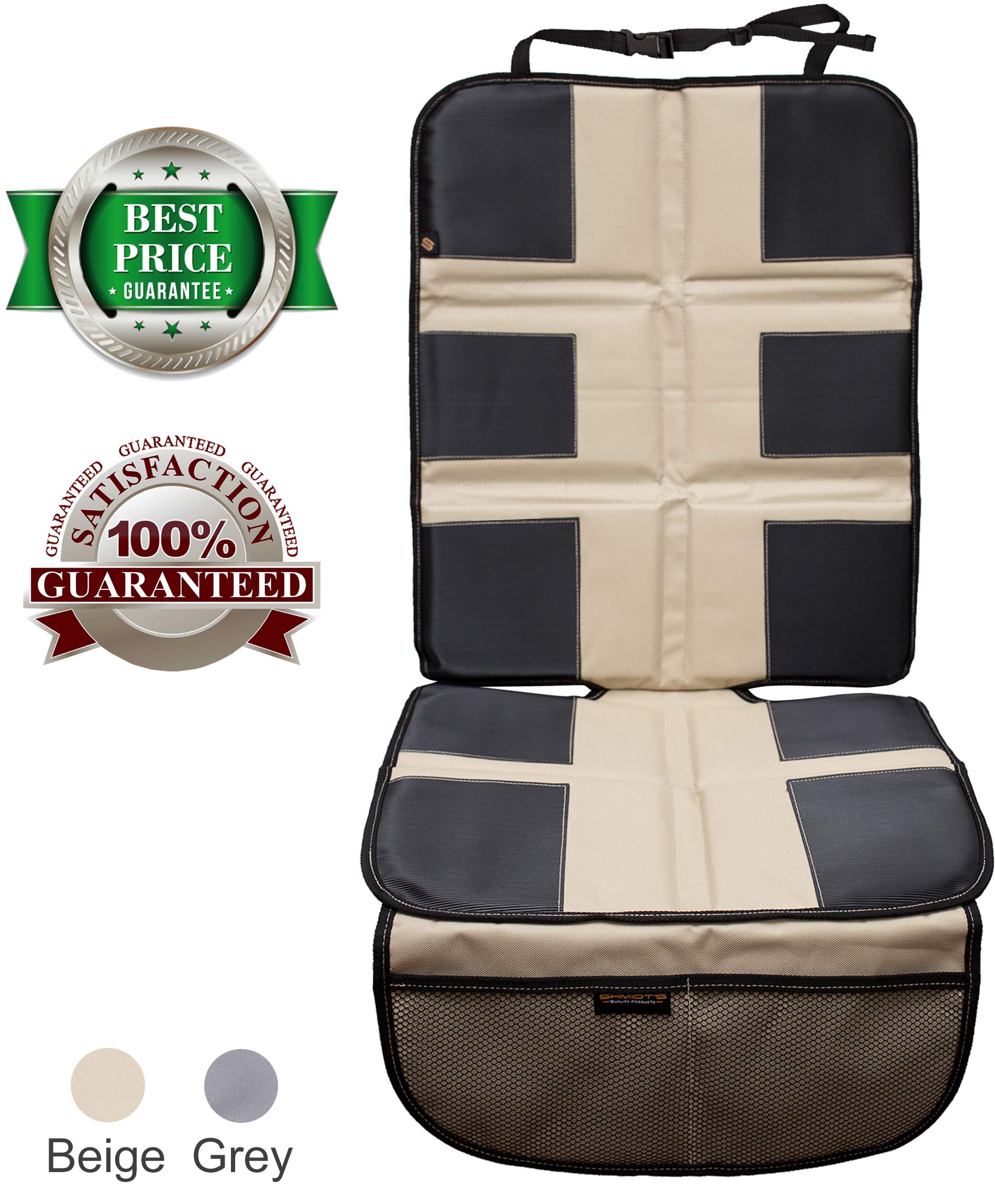 Car Seat Protector by Shmidt'S - Luxury Car Seat Cover Summer/Winter For Baby & Child - Anti-Slip, Heavy Duty Car Seat Mat Protector for Infants W/Upholstery, Beige/Tan