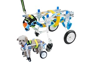 BAKYAR Adjustable 4-Wheel Dog Wheelchair| Pet Wheelchairs with Disabled Hind Legs Walking|Full Support Dog wheelchairs (7-Size) (XXS)