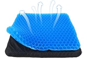 Yimiyaa Gel Seat Cushion, Double Thick Egg Gel Cushion for Pressure Pain Relief, Breathable Wheelchair Cushion Chair Pads for Car Seat Office Chair Blue
