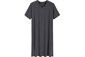 Latuza Men's Viscose Nightshirt Short Sleeves Sleep Shirt