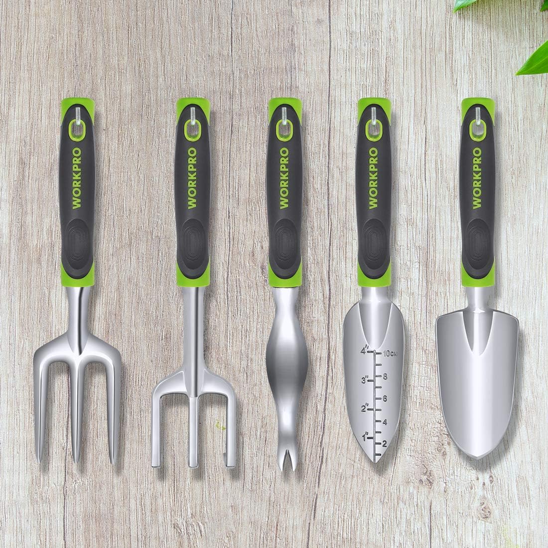 WORKPRO Garden Tool Set 5 Pieces Gardening Work Gifts Cast Aluminum Outdoor Hand Tools Kit for Men and Women Including Trowel Transplanter Weeder Hand Fork Cultivator: Home Improvement