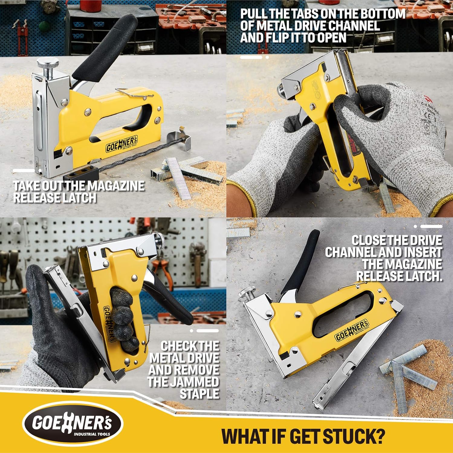 GOEHNER’s Staple Gun with Staples, Heavy Duty Stapler 3 in 1 with 3000 Staples for Upholstery, Wood, DIY Fixing (Staple Gun + 3000PCS Staples + Remover) : Office Products