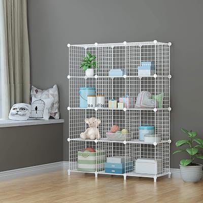 HOMIDEC 12 Cube Wire Storage Shelves Modular Closet Organizer