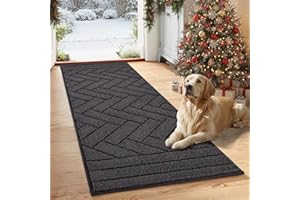Tindbea Dog Mat for Muddy Paws,Absorbs Moisture Dirt Non-Slip Washable Mud Mat for Dogs,Soft Rubber Backing Front Inside Pet Rug for Entryway, Mud Dog Paws, Patio(24"x59",Charcoal)