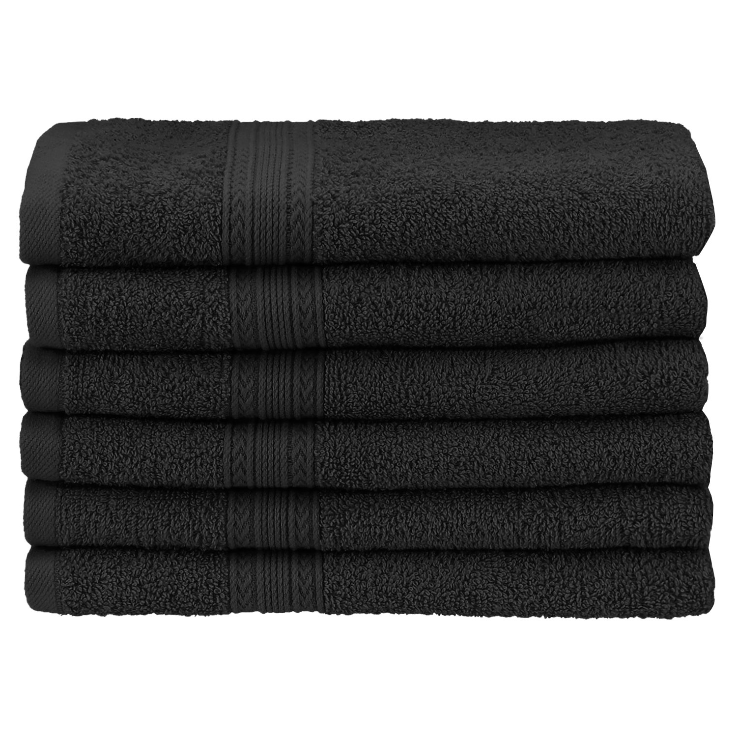 Superior Ringspun Cotton, 6 PC Hand Towel Set(16" x 30")Black Amazon.in Home & Kitchen