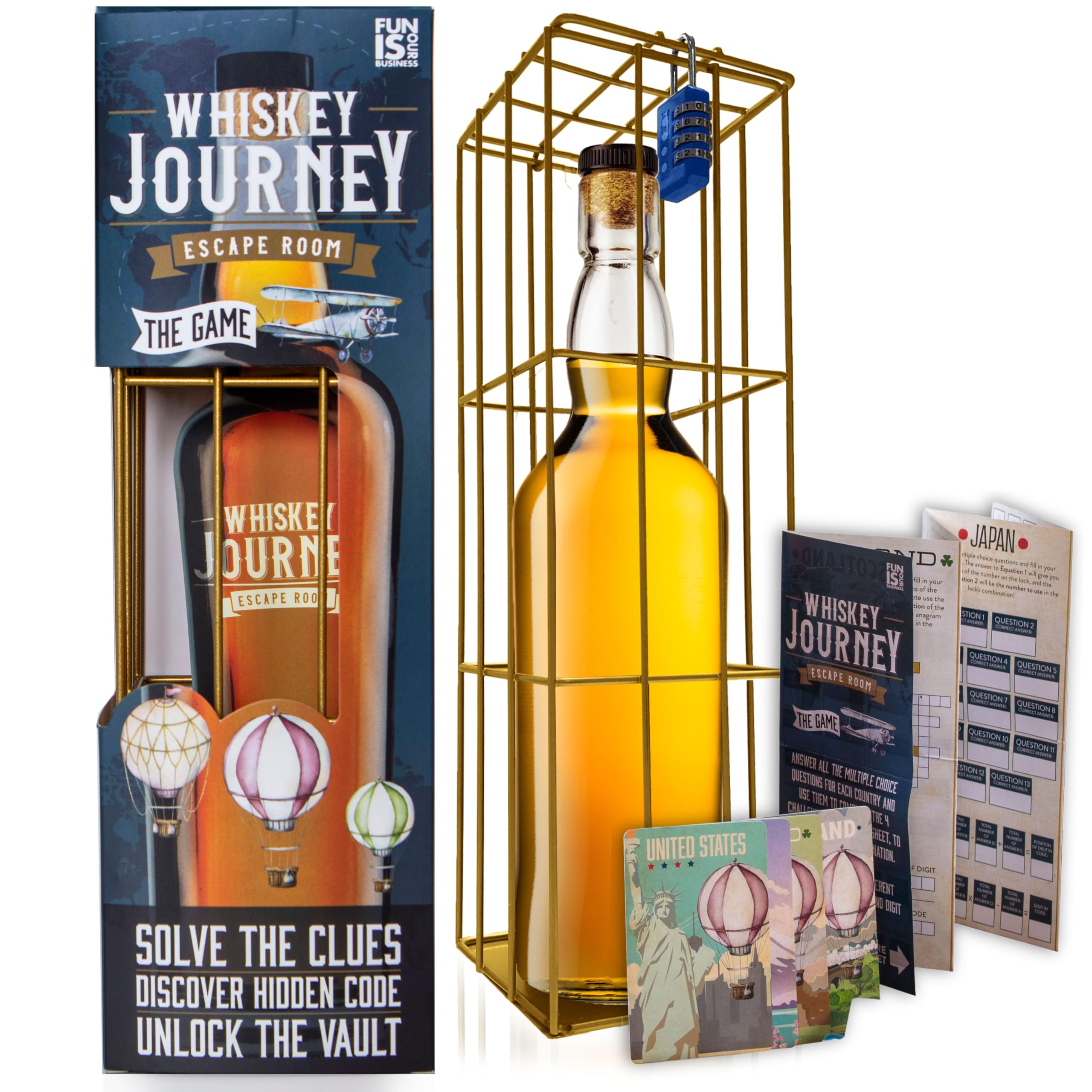 Boxer Gifts Whiskey Escape Room Game For Adults - Whisky Gifts For Men - Brain Teaser Puzzle For Adults On Birthday & Christmas, [Partial: Gold]