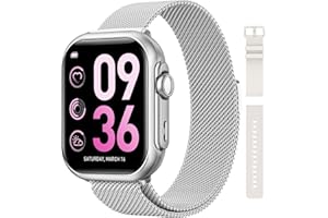 RUXINGX Smart Watch for Women for iPhone&Android: 100 Day+Battery Life, Smart watch(Answer/Make Calls) with 24/7 SpO2 Sleep Heart Rate Monitor,5ATM Waterproof,Fitness Tracker with 120+ Sport mode,Reloj Sliver