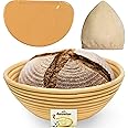 9 Inch Bread Banneton Proofing Basket - Baking Bowl Dough Gifts for Bakers Proving Baskets for Sourdough Bread Scraper Tool Starter Proofing