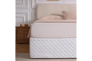 Houieso Queen Size White Bed Skirt with 14-Inch Drop, Easy Fit Wrap-Around Cover for Bed, Wrinkle-Free and Fade-Resistant Box Spring Cover.(White Seashells, Queen)