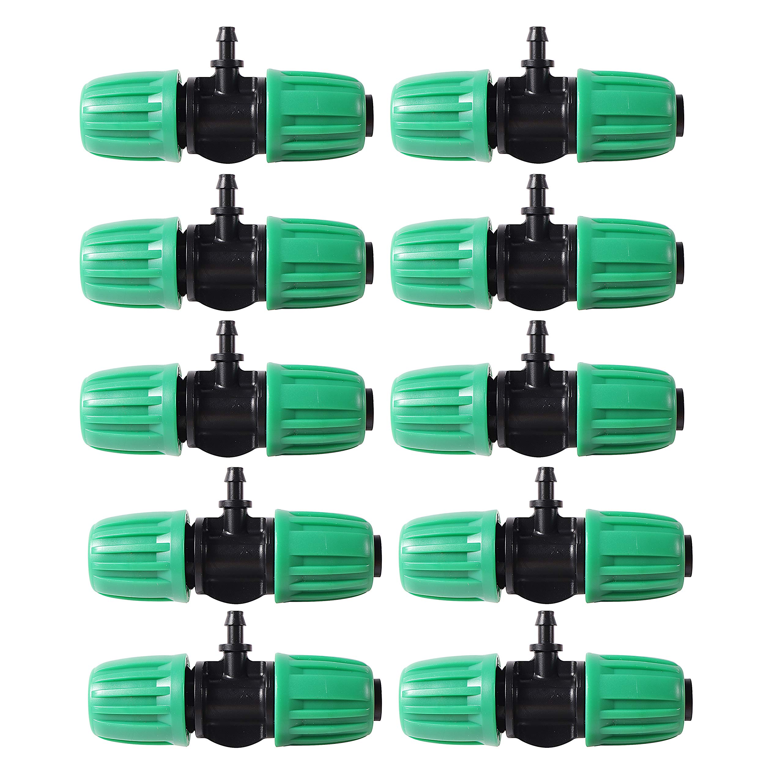 10 Pcs Barbed Tee 1/2 inch Tubing (1/2" ID x 0.6-0.63" OD) 16mm to 1/4 inch Irrigation Tube Anti-Drop Quality Fitting (Fits 13mm ID / 4mm ID)