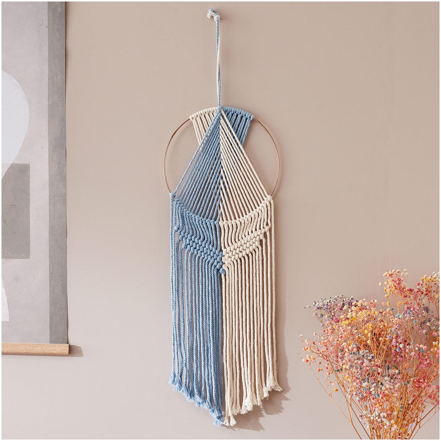 Calm Club Sweet Dreams' Dream Catcher | Macrame Wall Hanging Dream catchers | Woven Boho Decor Wall Art & Bedroom Decorations | Spiritual Gifts | Bohemian Bedroom Ornaments, White, One Size (CCSD)