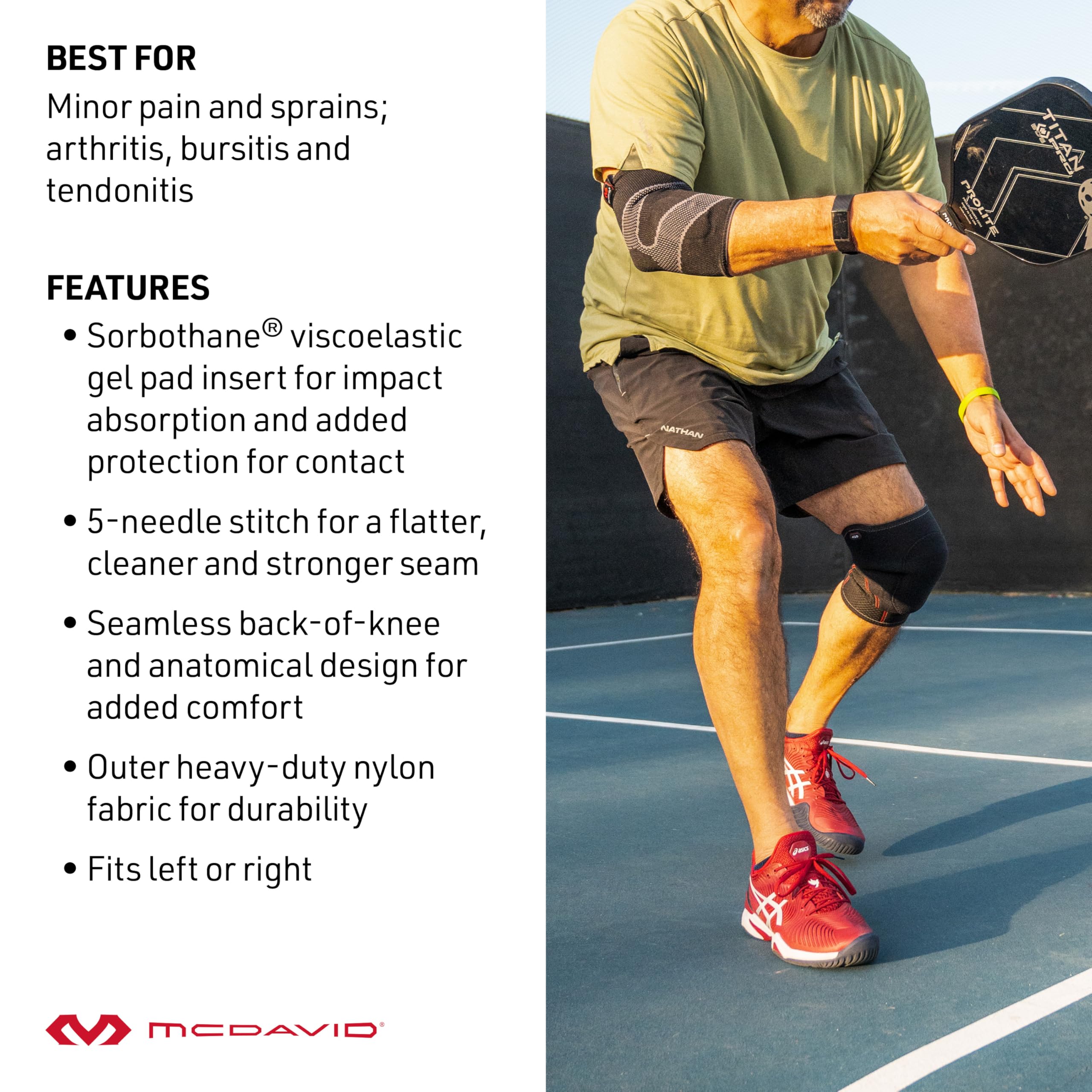 McDavid Knee Pad with Thick Gel Insert for Impact Absorption. Compression Sleeve for Support and Protection. Sorbothane Sponge. For Sports and Activities like Wrestling, Volleyball, Lacrosse Gardening, Home Work. Left or Right Knee