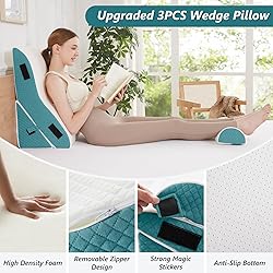 Longering Bed Wedge Pillow for Sleeping 3 PCS - 35D