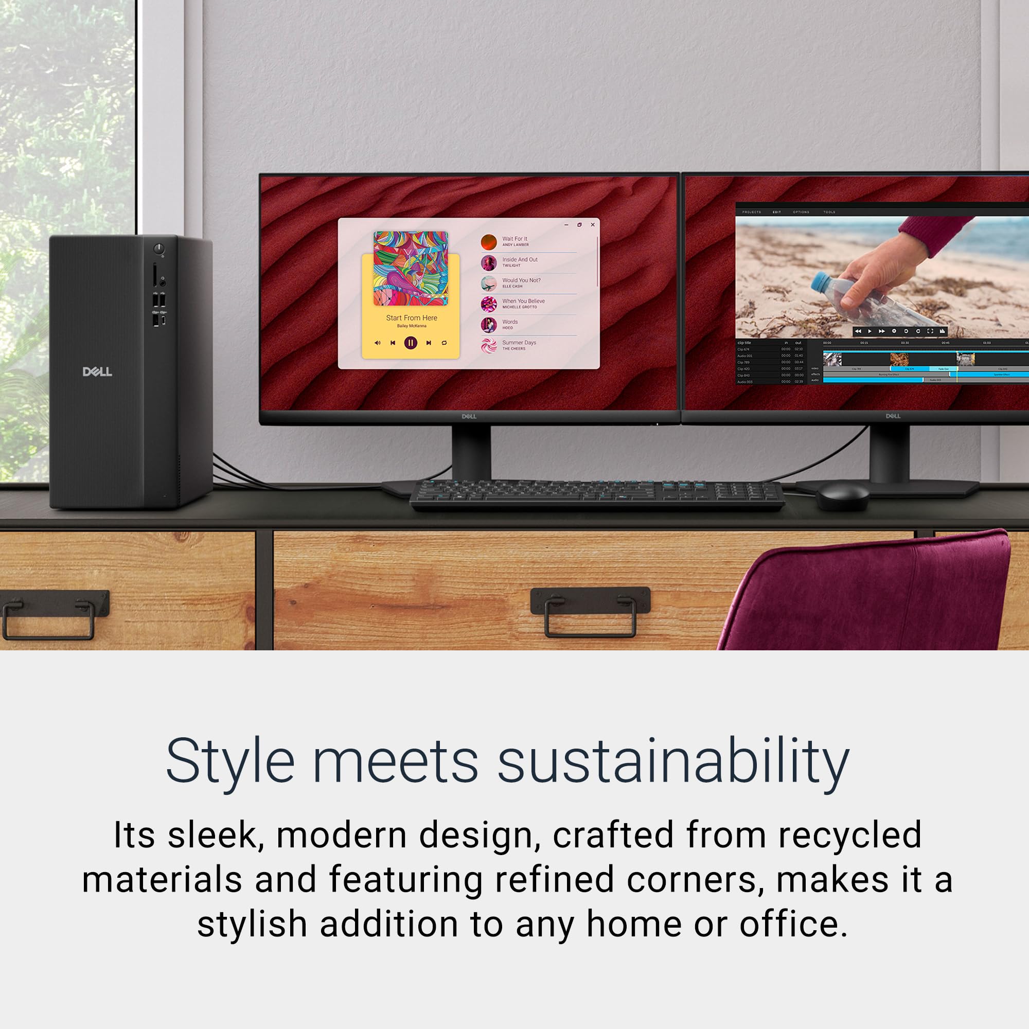 Dell Tower Desktop ECT1250 - Intel Core Ultra 7-265 Processor, Intel UHD Graphics, 32GB DDR5 5600MT/s Memory, 1TB M.2 SSD, 3.0 SD Card Reader, Wired Keyboard and Mouse, Basic Onsite Service