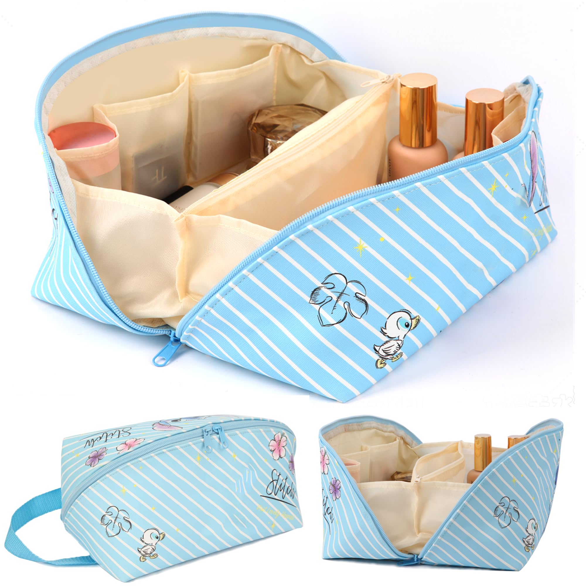 Photo 1 of MOBRWUVS Travel Makeup Bag,Large Capacity Cosmetic Bags for Women?Lingerie Organizer,Foldable Waterproof Portable Pouch Open Flat Toiletry Bag Make up Organizer