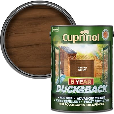 Cuprinol Ducksback Shed & Fence Paint Harvest Brown 5L Non Drip Wax Enriched