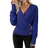 Timeson Womens Sweaters 2026 Long Sleeve V Neck Business Casual Pullover Knit Tops