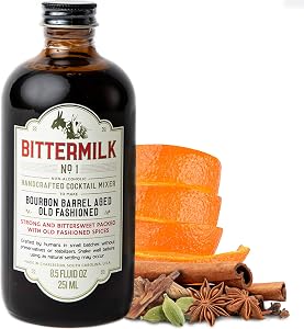 Bittermilk No.1 Bourbon Barrel Aged Old Fashioned Mix, 8.5 oz | Handcrafted Cocktail Mixer & Old Fashioned Syrup - All Natura