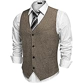 COOFANDY Men's Casual Business Vests Lightweight Waistcoat Slim Fit Suit Vest