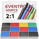 Eventronic Heat Shrink Tubing 600Pcs EVA 12 Sizes 5 Colors 27m IP56