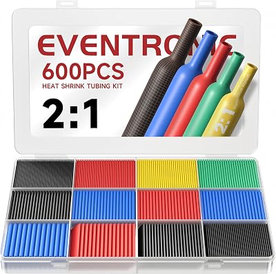 Eventronic Heat Shrink Tubing 600Pcs EVA 12 Sizes 5 Colors 27m IP56