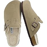 CUSHIONAIRE Haze Mens Clogs | Comfortable Slip-On Clogs for Men with Arch Support and Cork Suede Footbed | Perfect Potato Shoes for Indoor & Outdoor Use