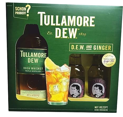 Tullamore D.E.W. 0,7l/40% vol. + 2x200ml Ginger Ale (Thomas Henry) Geschenkkarton