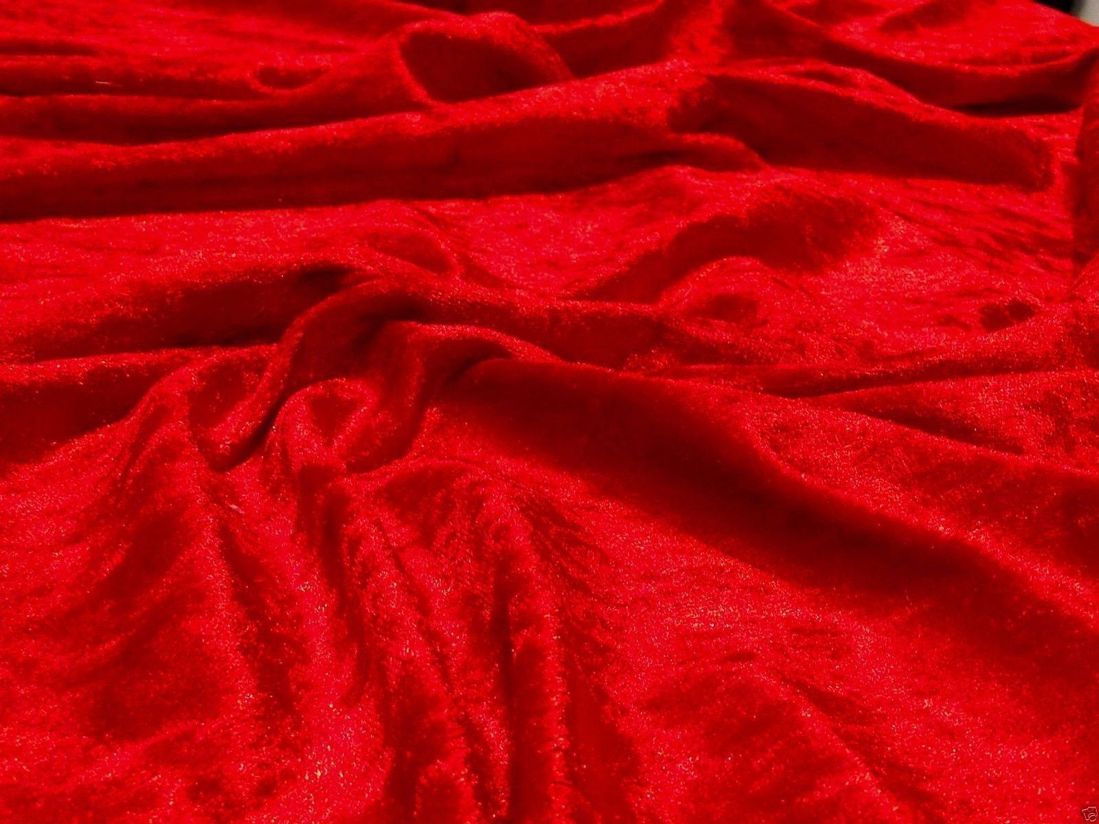 Crushed Velvet Velour Fabric Material - RED, 1Mtr - 150cmx100cm — image 1