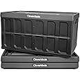 CleverMade Collapsible Storage Bin (With Lid), Charcoal, 3PK - 62L (16 Gal) Folding Plastic Stackable Utility Crates, Holds 100lbs Per Bin - Solid Wall CleverCrates for Organizing, Storage, Moving