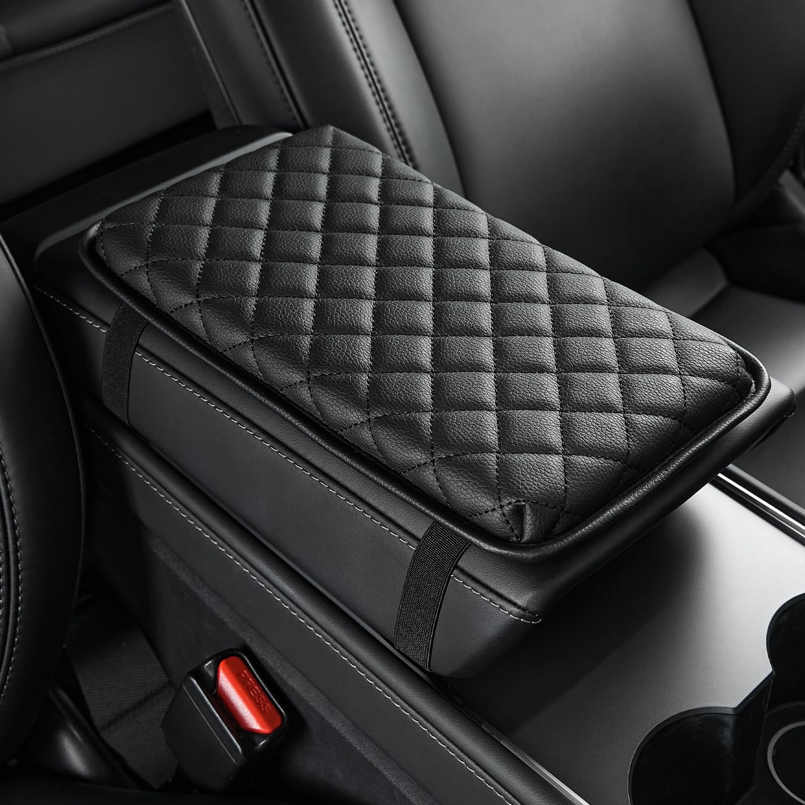 Photo 1 of JOYTUTUS Universal Center Console Cover, Leather Arm Rest Covers Armrest Cover for Car, Middle Console Cover Lid, Car Arm Rest Cushion Pad for Most Vehicle, SUV, Car, Sedan, Car Black Accessories