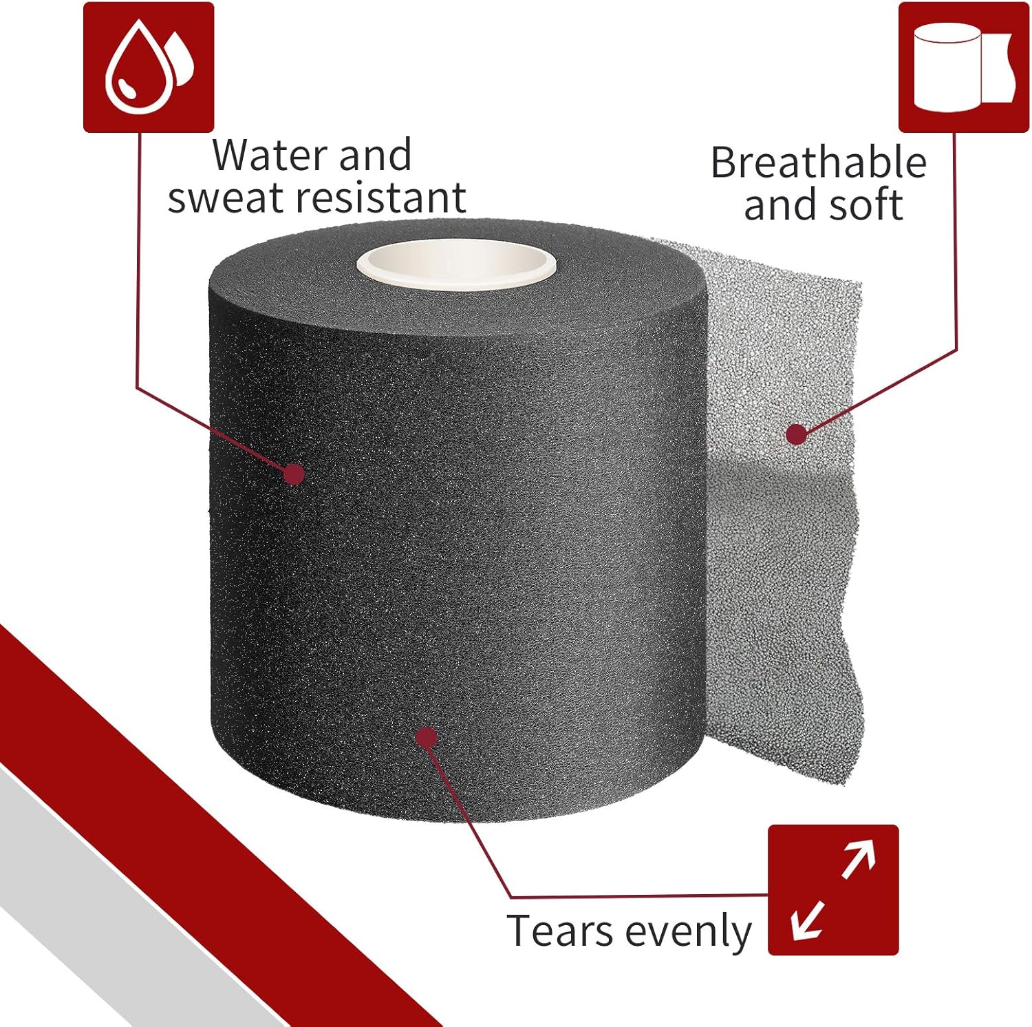 4 Pieces Foam Underwrap Athletic Foam Tap Sports Pre-wrap Athletic Tape for Ankles Wrists Hands and Knees, 2.75 x 30 Yards (Black and Beige): Sports & Outdoors