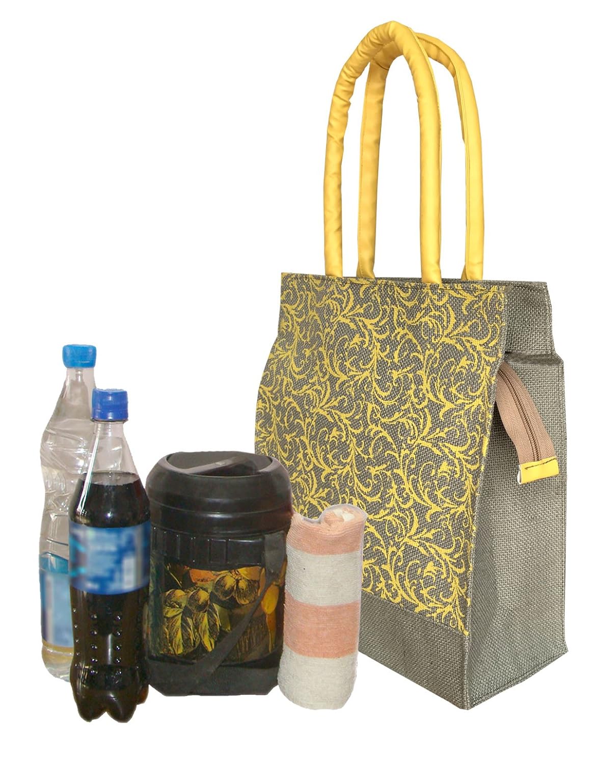 foonty daily use women jute lunch bag(grey,5030)