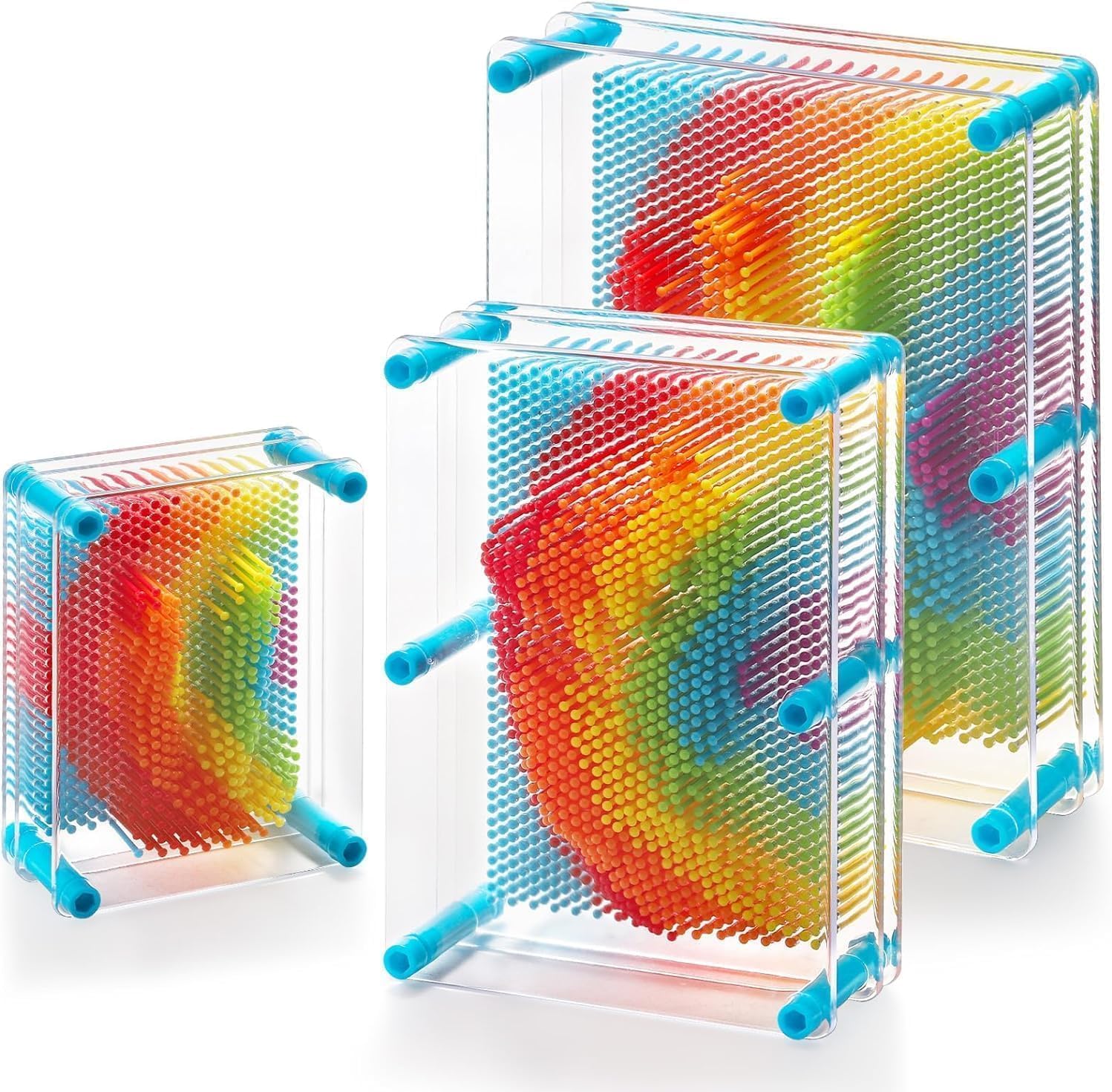 Hacaroa 3 Pack 3D Rainbow Pin Art Boards, Pin Impression Sculpture Decor, Multi - Size for Adults Home & Office Decoration