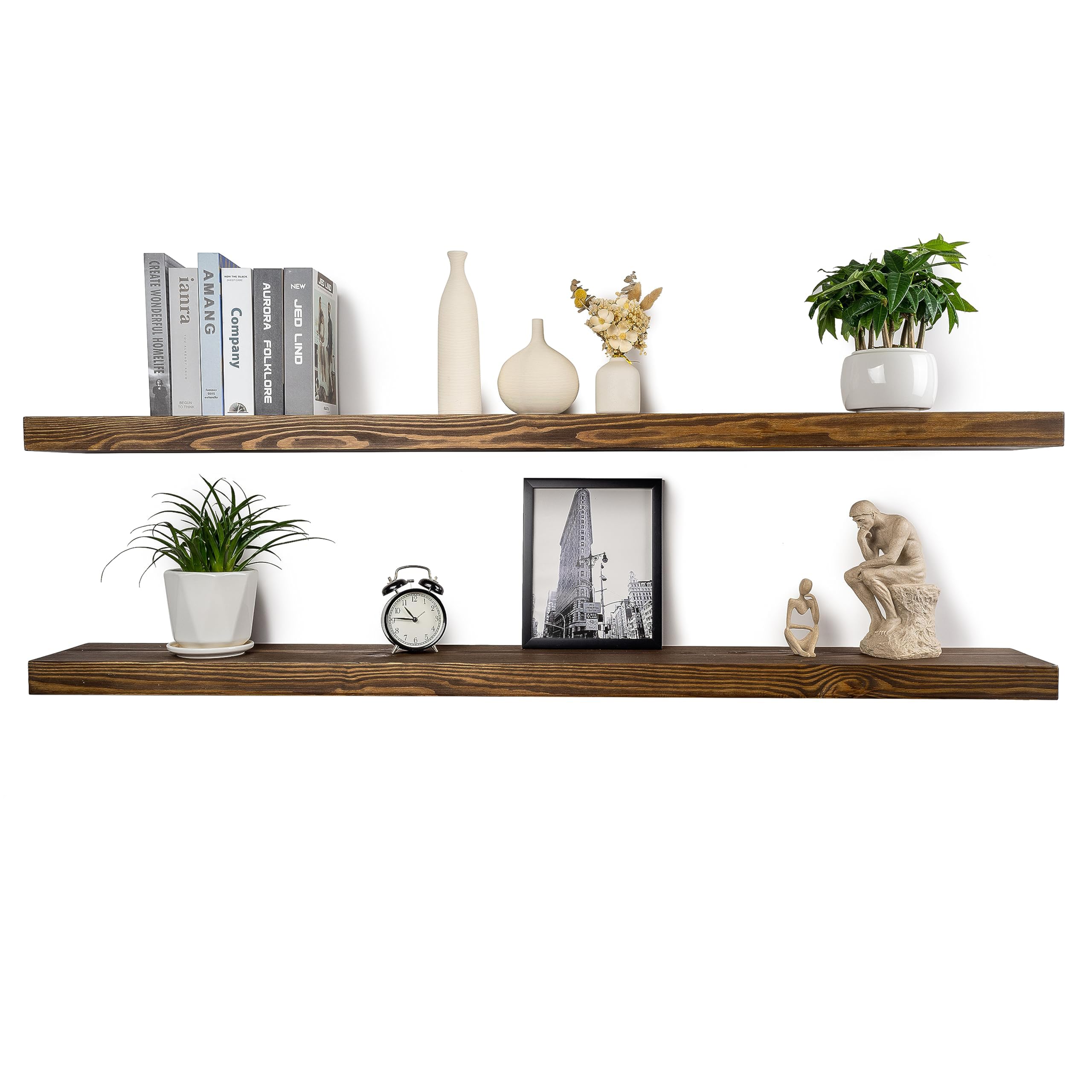 Photo 1 of XWNE Walnut Floating Shelves 72 Inch Long 8-in Deep Set of 2, High End Real Solid Wood Floating Shelves for Wall,Suitable for Kitchen and Coffee Bar, with Sturdy Hidden Bracket